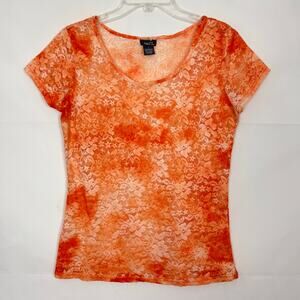 Rue 21 Orange Lace Scoop Neck Top Juniors L